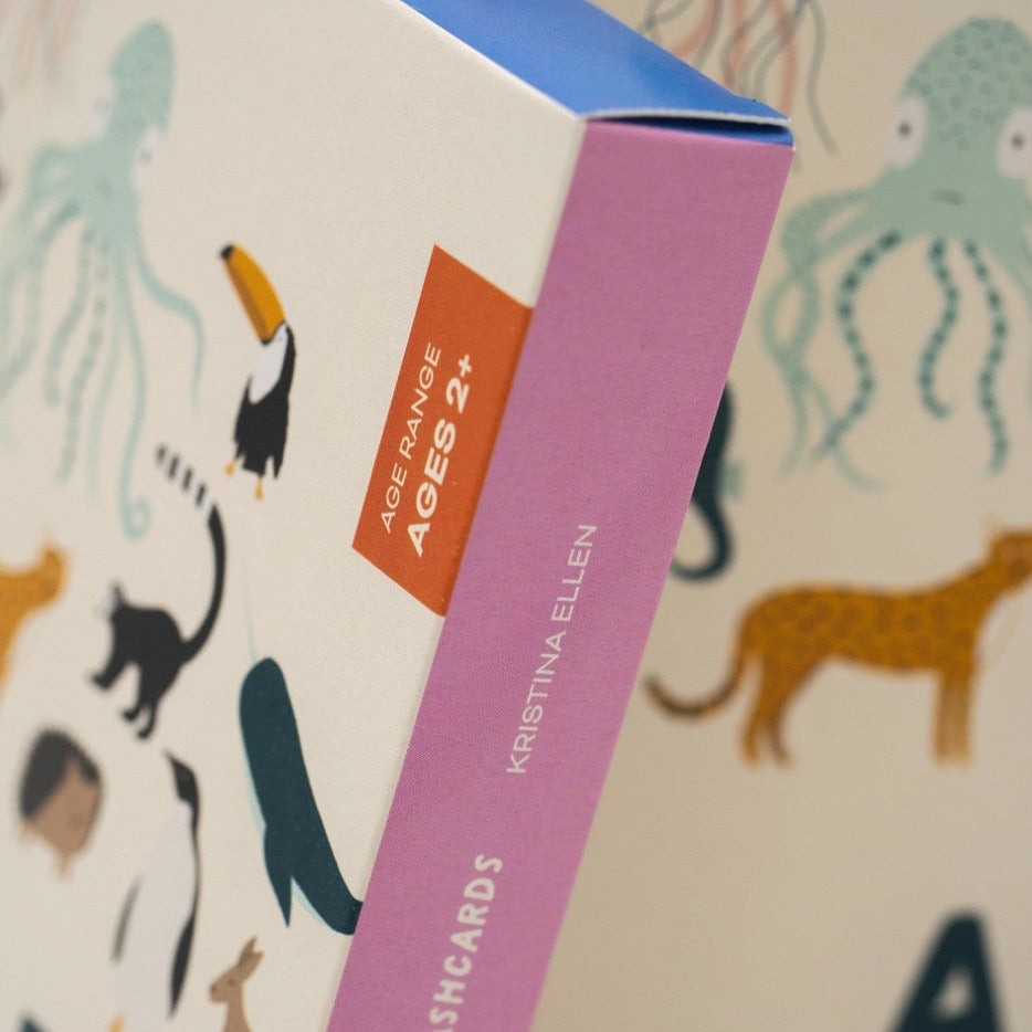 Close-up of A to Z Animal Flashcard Box