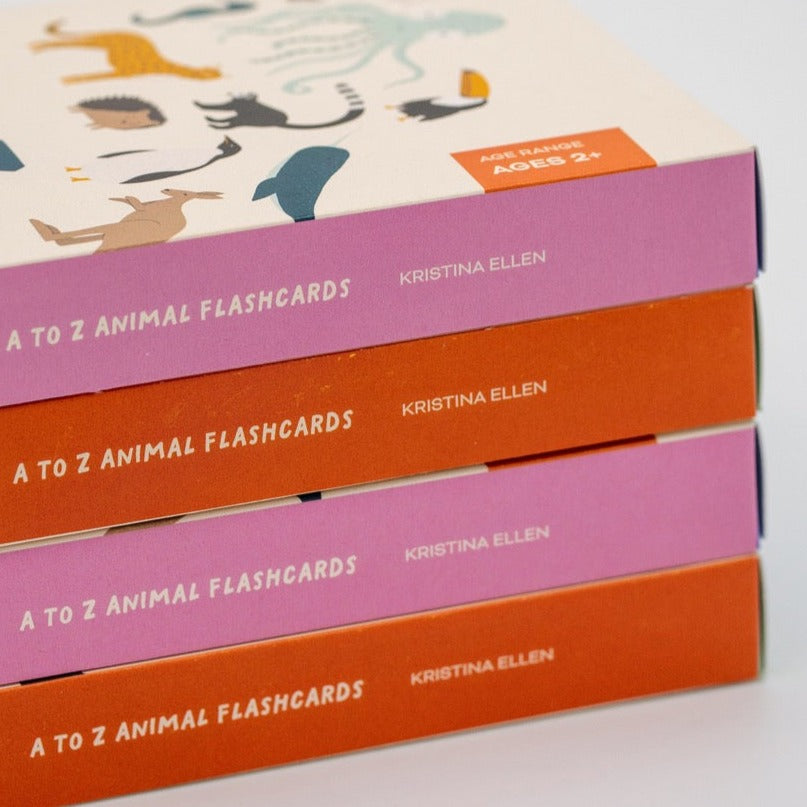 Stacked A to Z Animal Flashcard Box